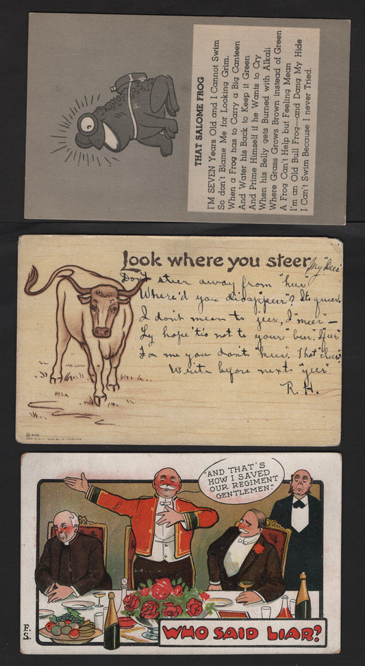 Canada/USA/Netherlands Unlisted   Various Humourous Subjects, 1900's-1970's All Depicted On A Selection of 8 Postcards, 8 VF Postcards A Few Minor Edge Dings, Interesting Group