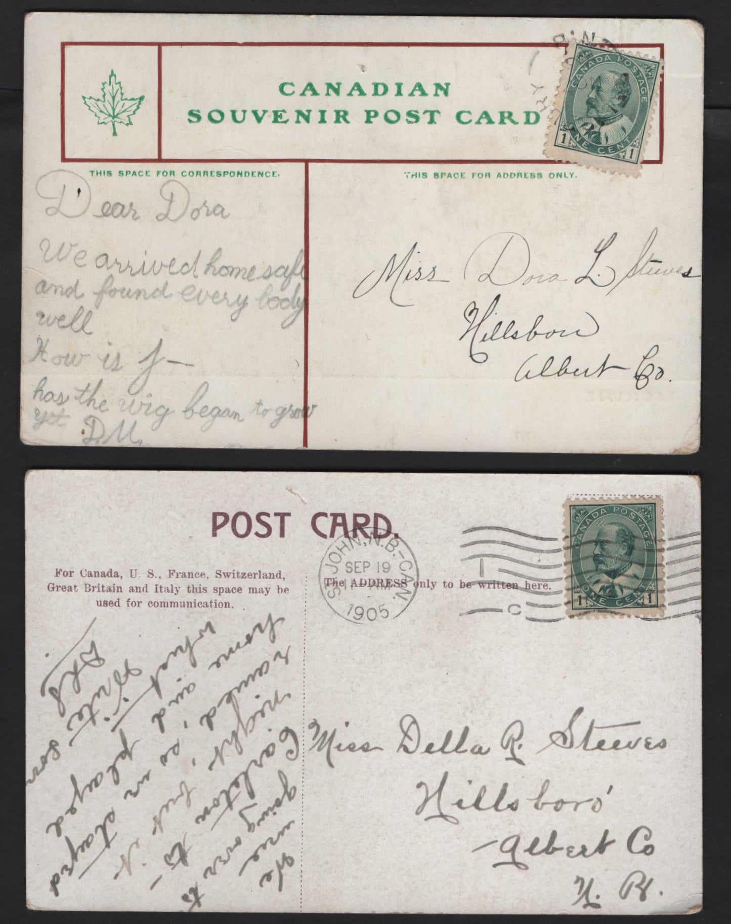 Lot 219 Canada 89ii/89iii 1c Blue Green/Grey Green King Edward VII, 1903-1911  King Edward VII Issue, 2 Fine Picture Postcards Depicting King Square & King Street, Saint John, NB