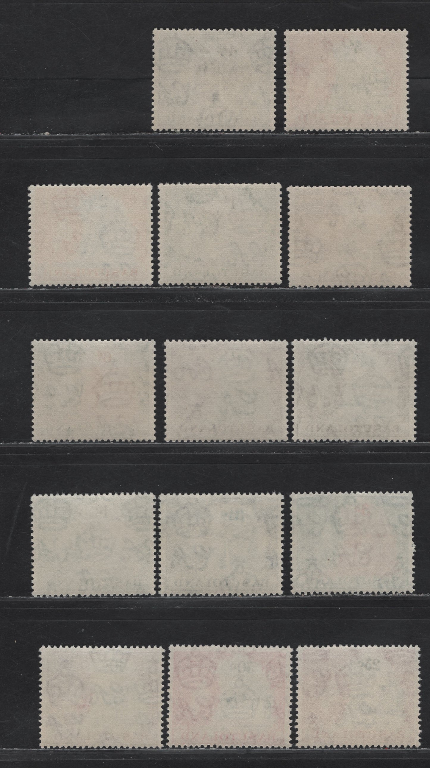 Lot 246 Basutoland (C) SG#43-49, 71, 73-75, 77-78 1/2d Grey Black & Sepia ( 2 Shades) - 50c Black & Carmine Red, 1954-1963 Sterling & New Currency Pictorial Definitives, 14 VFNH Singles