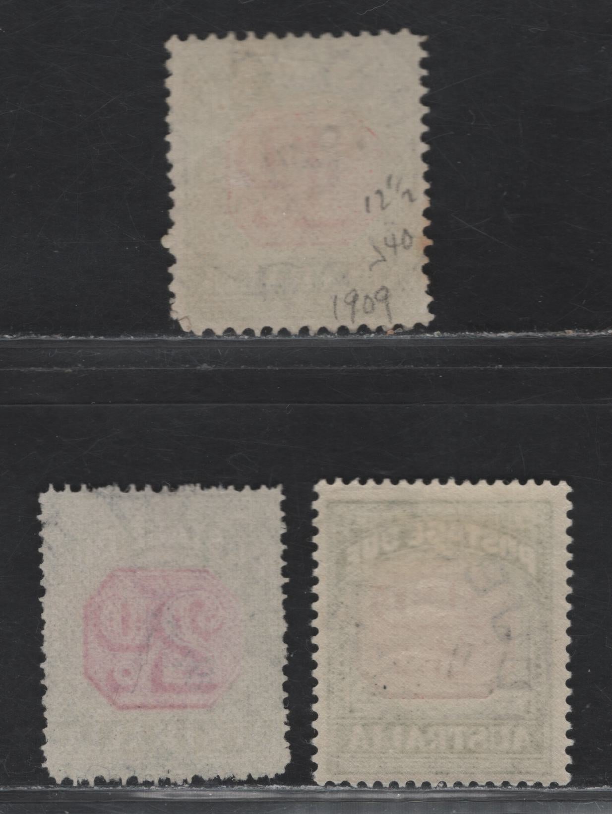 Lot 27 Australia (C)  SG#D81, D64bvar, D132 1d - 1/d Rosine & Yellow Green - Carmine & Deep Green Numerals, 1909-1960 Postage Dues, 3 Fine Used Singles, Son August 19 1913 Haymarket NSW, Melbourne Telegraph Office & June 17 1960 Dubho NSW Cancels
