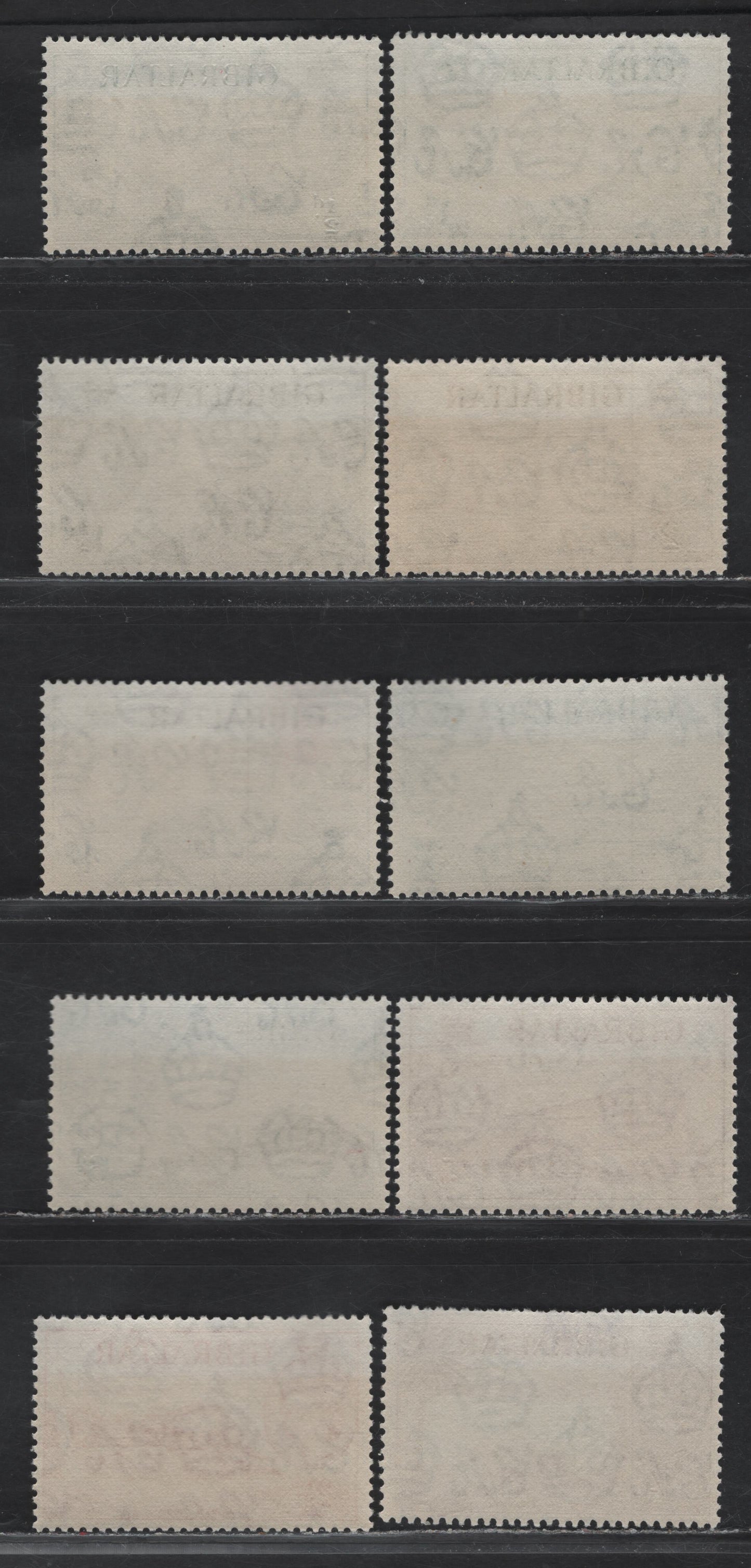Lot 271 Gibraltar (C)  SG145-147, 149, 150-154 1/2d Indigo & Grey Green - 1/- Pale Blue & Red Brown, 1953-1959 Pictorial Definitives, 10 F&VF NH Singles