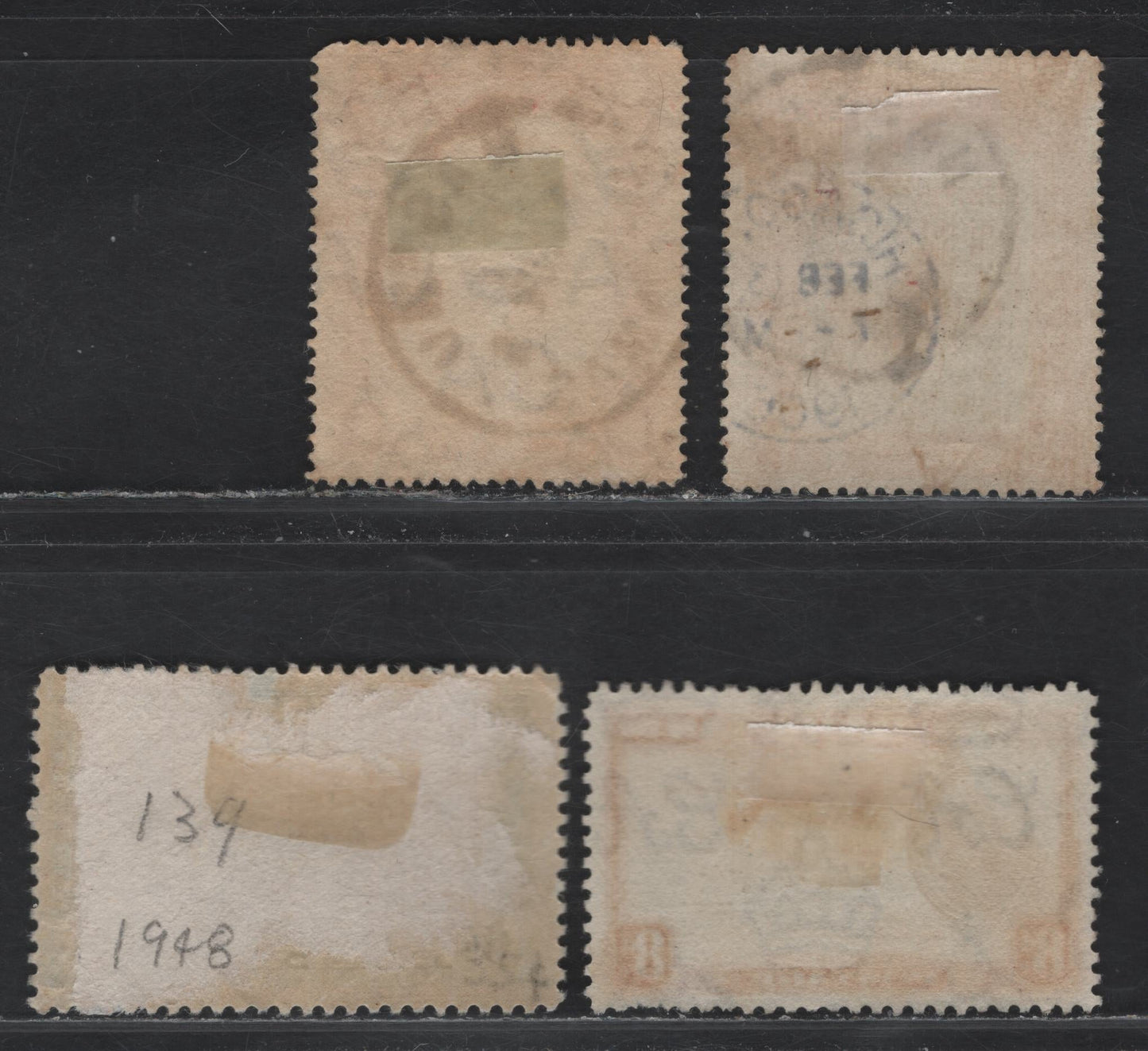 Lot 28 Bahamas (C)  SG#58, 75, 145, 185 1d - 6d Black & Red - Emerald Queens Staircase - Elutheran, 1901-1948 Queens Staircase - Elutheran Issues, 4 Fine/Very Fine Used Singles, SON Nassau Cancels