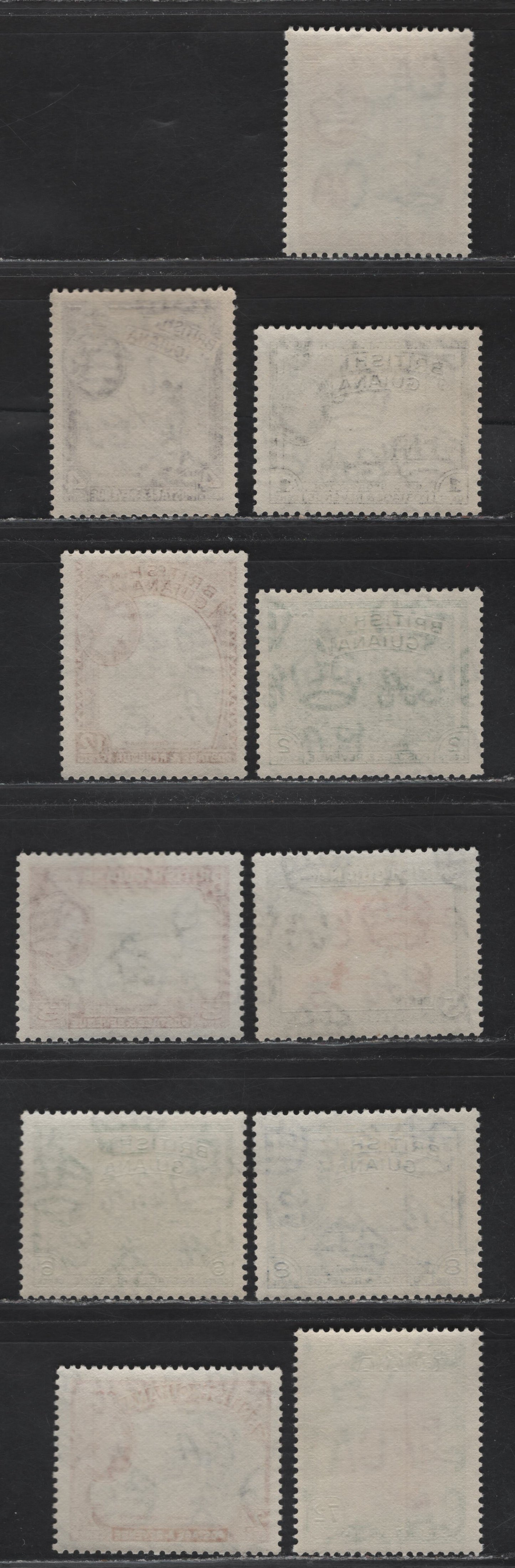 Lot 299 British Guiana (C) SG#331-339, 341, 342a 1c - 72c Black - Carmine & Emerald , 1954-1963 Pictorial Definitive Issue, 11 F/VFNH/OG Singles, Waterlow Printings Except 72c, Which iS DLR, All Hinged Except 48c - 72c.
