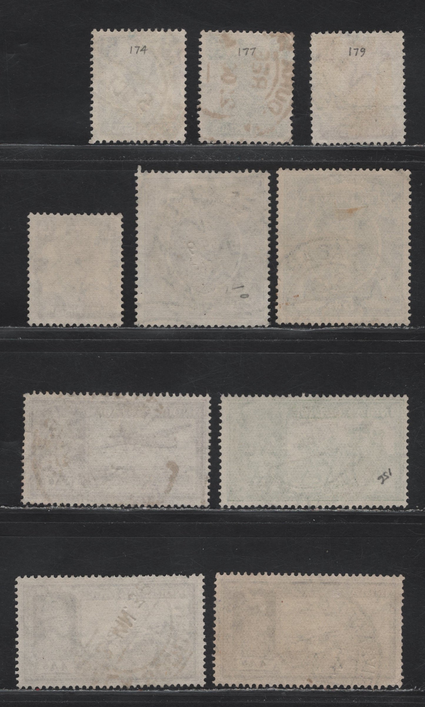 Lot 60 India (C) SG#253, 255, 260-261, 269, 271, 274, 276-277 3a - 14a Yellow Green - Purple King George VI, 1937-1943 KGVI Definitive Issues, 10 Fine/Very Fine Used Singles, Legible & Dated Cancels
