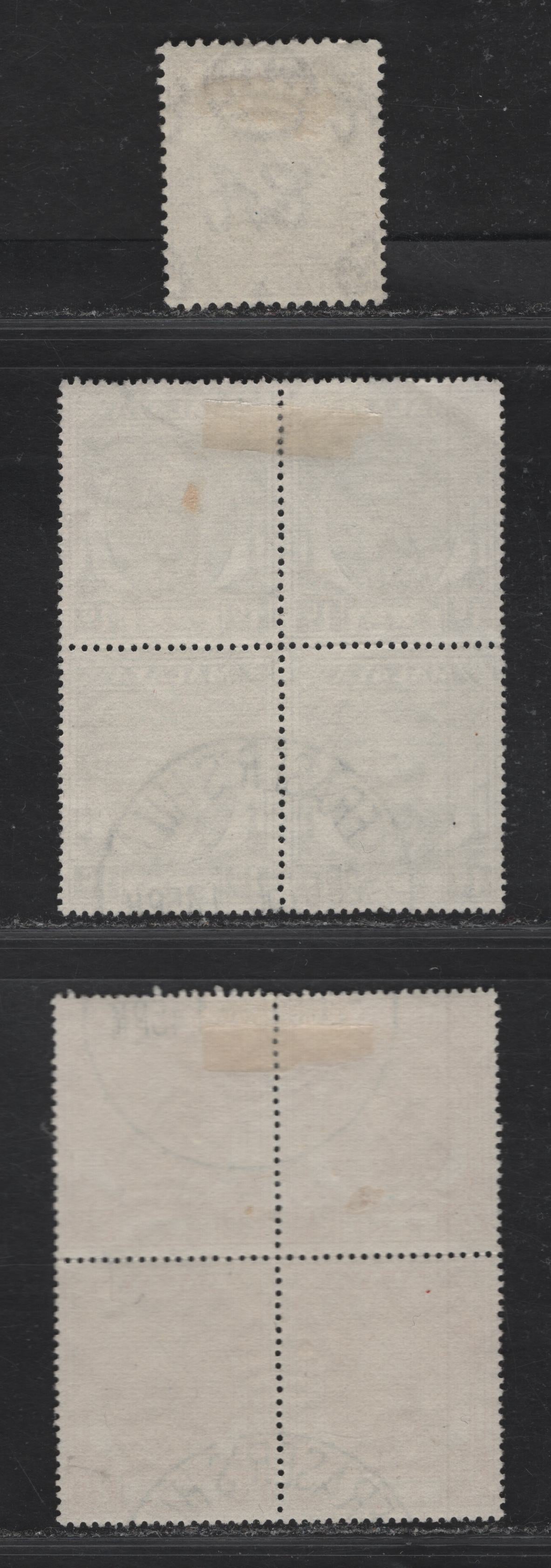 Lot 80 Malaya - Pahang (C) SG#33, 53-54   Sultan Sir Abu Bakur, 1935-1956 Sultan Sir Abu Bakur Issue, 3 Very Fine Used Single & Blocks Of 4, SON Cancel For Bentong Sept 30 1939 & Partial Strikes Of Fraser's Hill, Dated October 20 1956