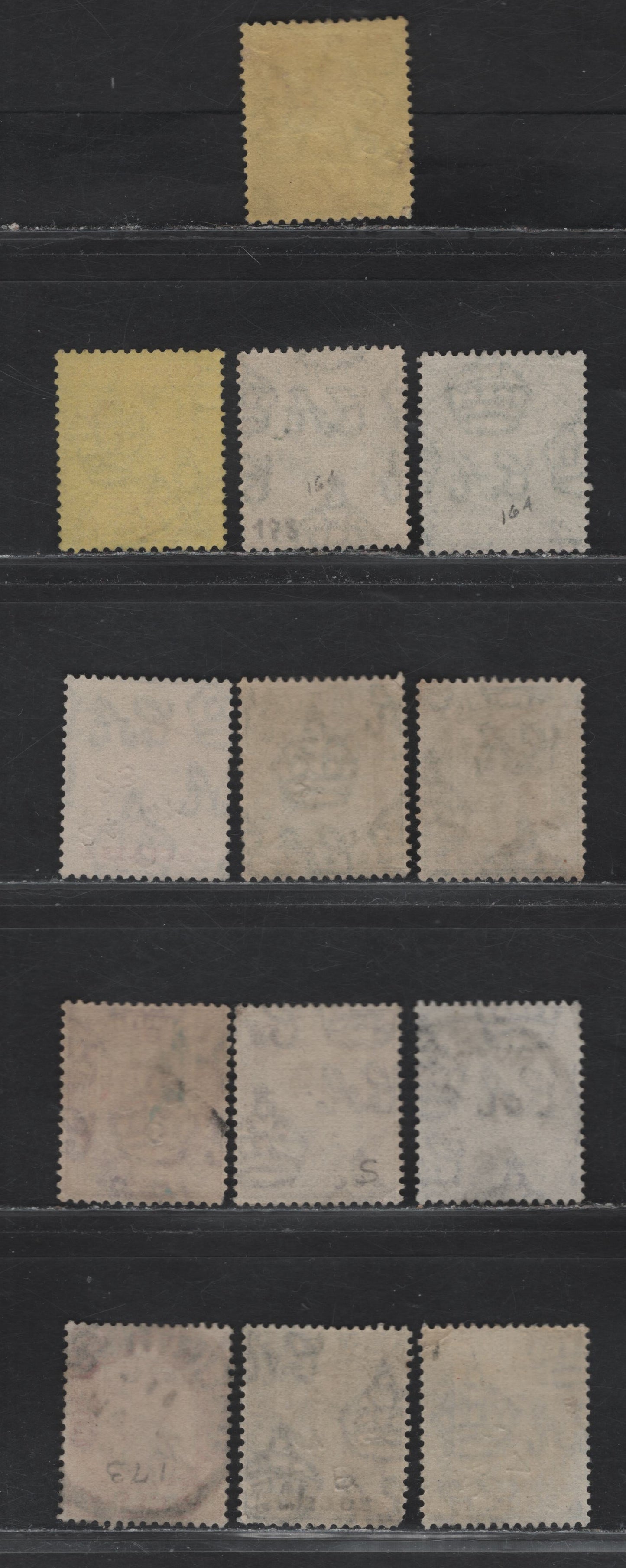 Lot 94 Mauritius (C) SG#199,c, 208-210, 213, 217, 220 25c - 20c Black & Red on Yellow - Blue King George V, 1913-1922 KGV Imperium Keyplate Issue, 13 Fine/Very Fine Used Singles, SON Cancels