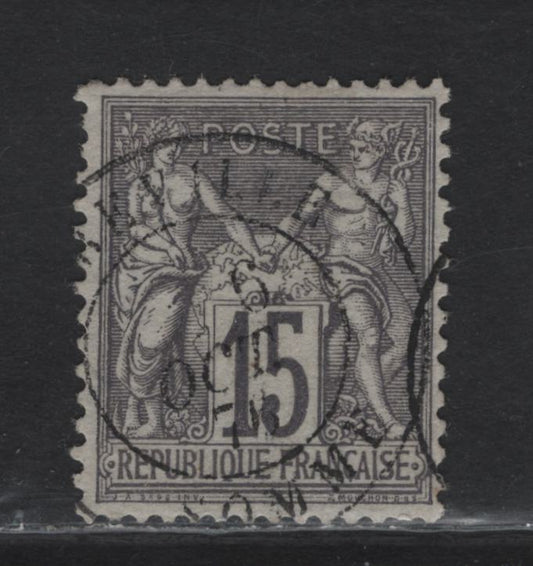 Lot 131 France SC#69 15c Gray Lilac on Grayish Peace & Commerce, 1876-1878 Peace & Commerce Issue, A Very Fine Used Single, SON CDS Cancel October 6 1876