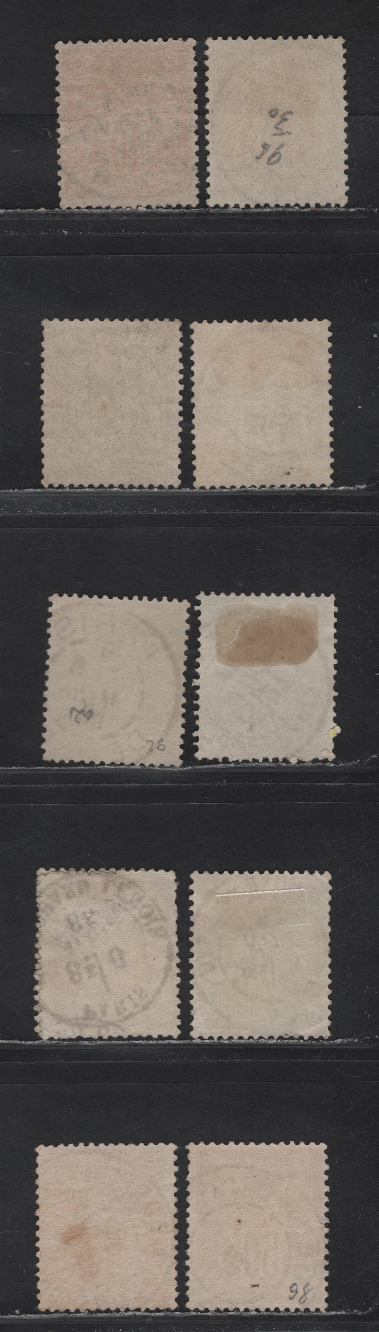 Lot 133 France SC#95, 98-99, 101-a 40c - 50c Red - Carmine Peace & Commerce, 1879-1890 Peace & Commerce Issue, 10 Fine/Very Fine Used Singles, SON Town Cancels