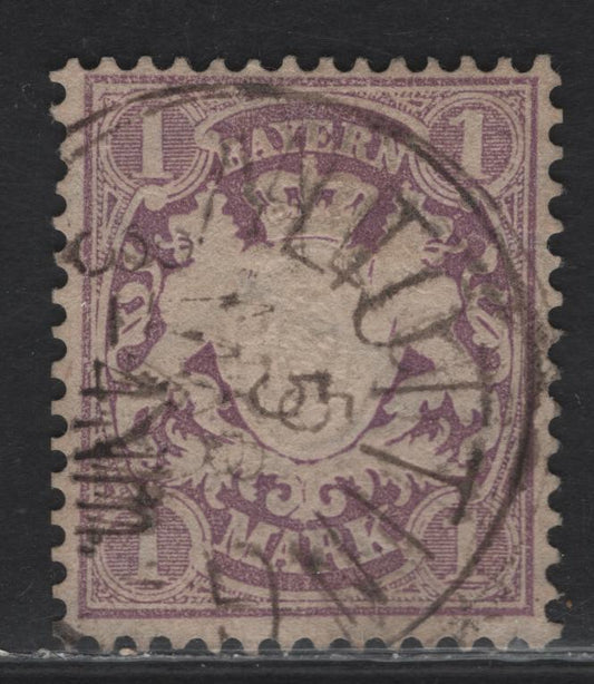 Lot 143 Germany - Bavaria SC#32 1m Violet Coat of Arms, 1874-1875 Embossed Arms Issue, Wmk Wide Lozenges, A VF Single With SON Altottin CDS Cancel