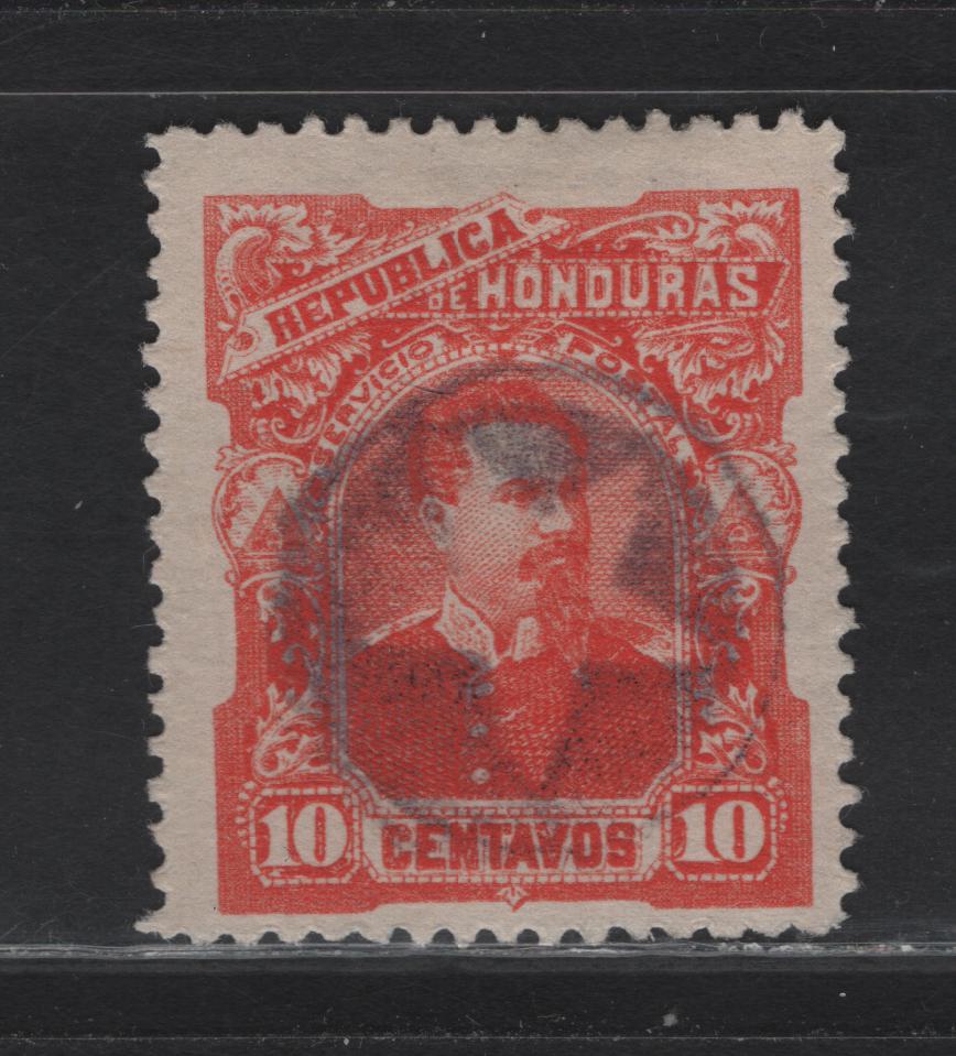 Honduras SC#54 10c  Vermilion Luis Bogran, 1891 Seebeck Issue, A Fine Single With SON Negative Star Cancel