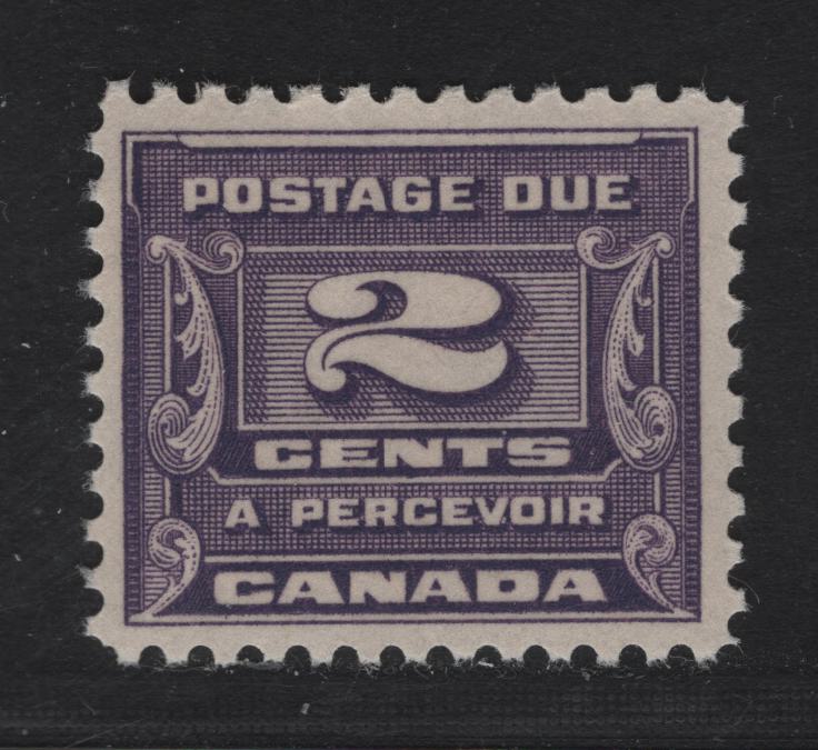 Lot 359 Canada (C)  #J12 2c Milky Violet Numeral, 1933-1934 Third Postage Due Issue, A VFNH Single, BABN-B Paper, Perf 10.9x10.8, 21.9x18.5mm.