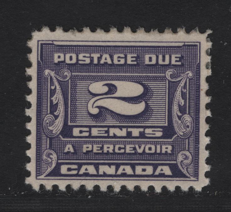 Lot 361 Canada #J12 2c Dull Bluish Violet Numeral, 1933-1934 Third Postage Due Issue, A VFOG Single, BABN-D Paper, Perf 10.9x10.75, 21.9x18.5mm, Somewhat Disturbed OG.