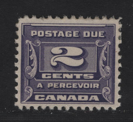 Canada #J12 2c Dull Bluish Violet Numeral, 1933-1934 Third Postage Due Issue, A VFOG Single, BABN-D Paper, Perf 10.9x10.75, 21.9x18.5mm, Somewhat Disturbed OG.