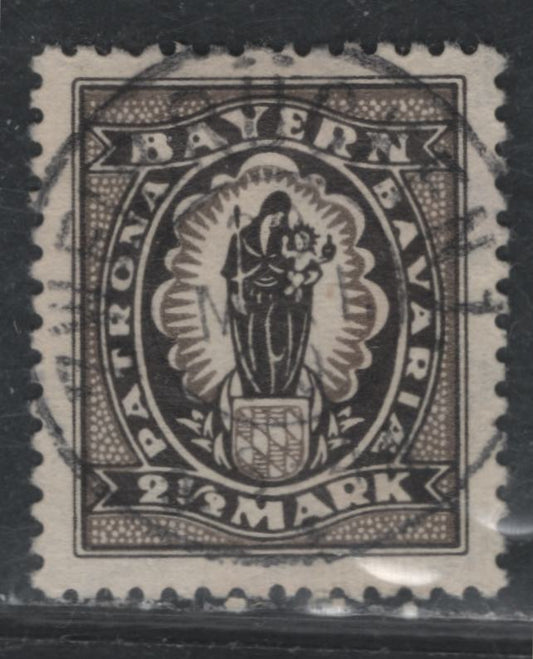 Lot 50 Bavaria SC#250 2 1/2mm Black & Grey, 1920 Allegorical Figures Issue, A VF Used Single Typographed With SON May 11, 1920 Zweibruchen CDS Cancel