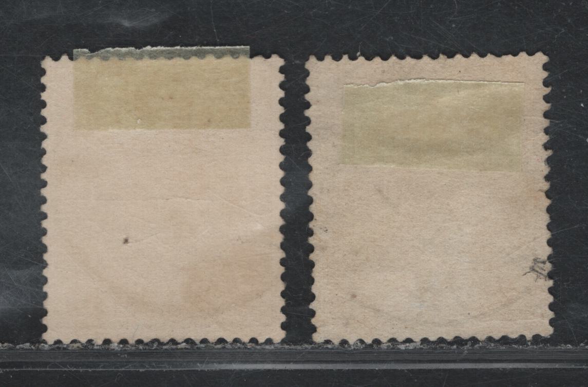 Lot 60 Belgium SC#34a, 36 30c Reddish Ochre & 1f Dull Lilac, 1869-1870 King Leopold I Sidefaces Issue, 2 VF Used Singles With SON Cul Des Soris And Binche CDS Cancels