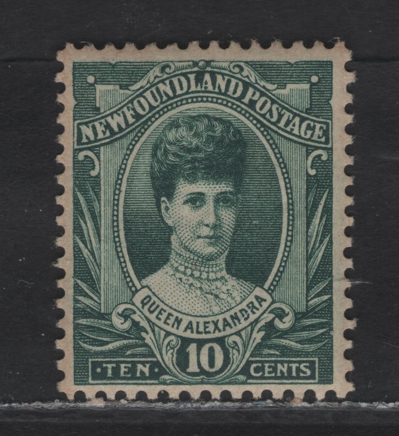Lot 132 Newfoundland #112 10c Bottle Green, 1911 Royal Family Issue, A VFOG Single On Paper WM-C, Comb Perf 13.9x14.1