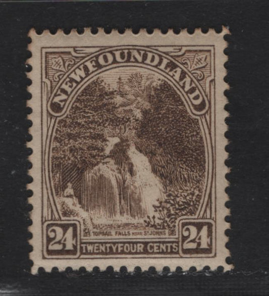 Lot 157 Newfoundland #144 24c Black Brown Topsail Falls, 1923-1924 Pictorial Issue, A VFOG Single Paper WM-L, Line Perf. 14 x 14.1