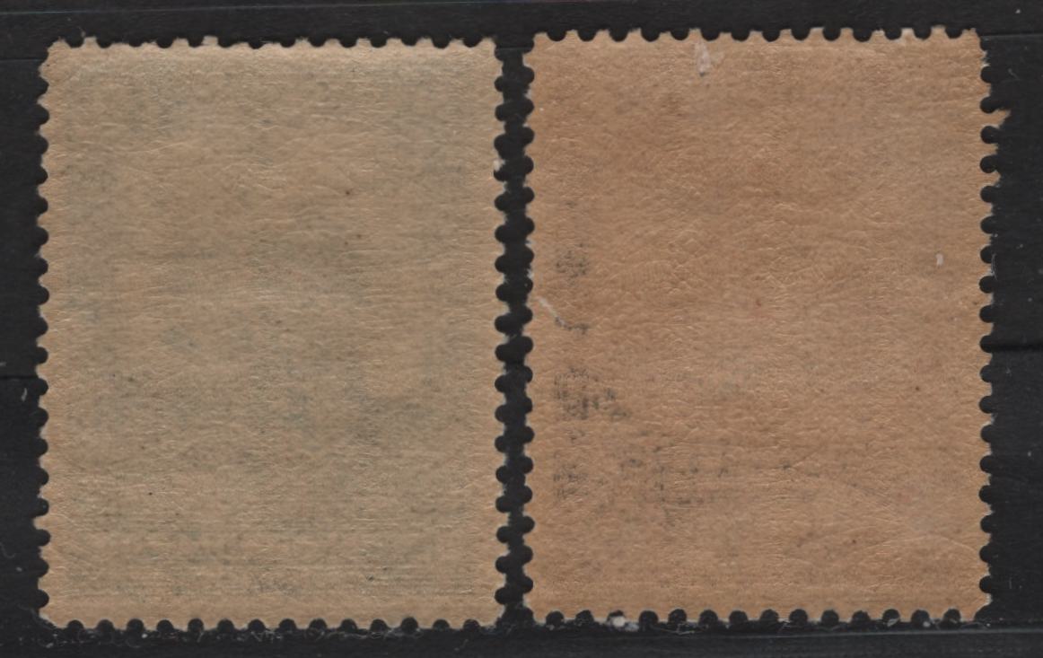 Lot 160 Newfoundland #152, 154 9c-12c Myrtle Green & Carmine General Post Office & Cabot Tower, 1928 Publicity Issue , 2 VFNH Singles Paper WM-N, Line Perf. 13.75 x 14 and 13.75 x 14.2