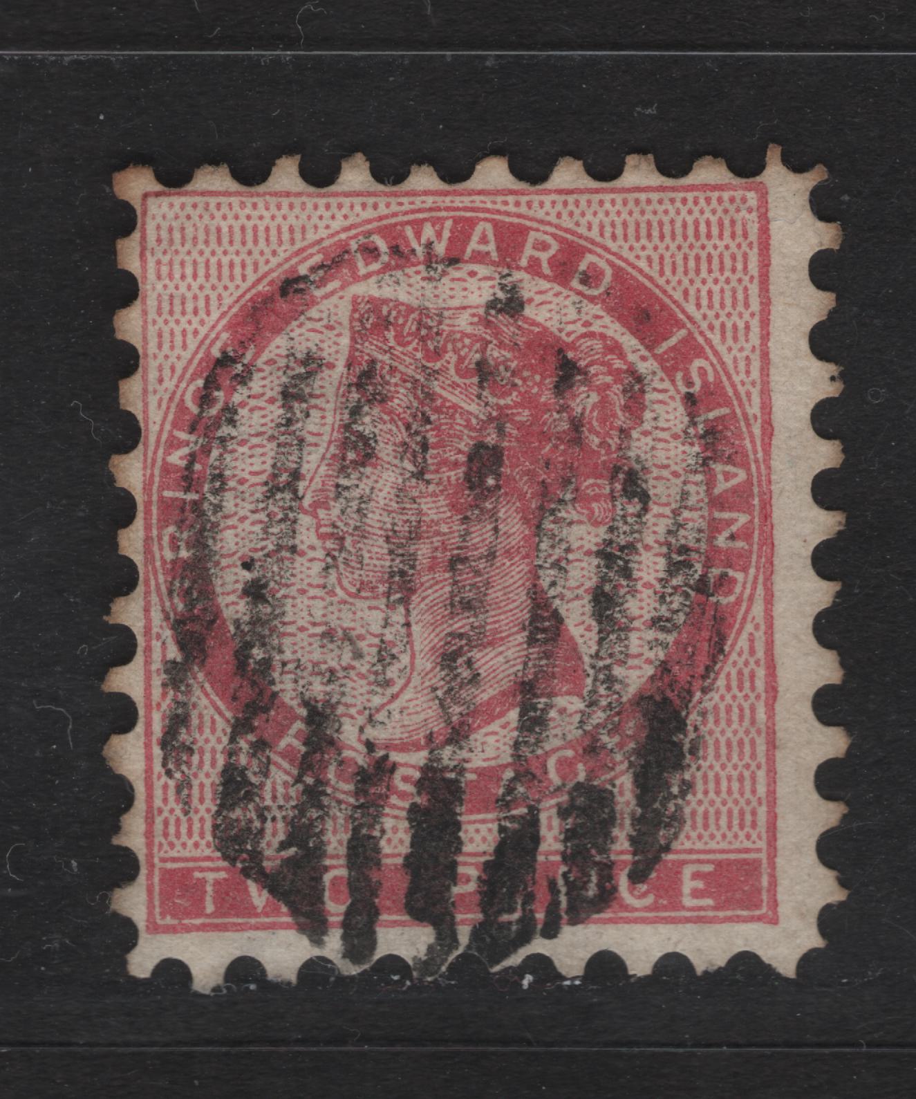 Lot 16 Prince Edward Island #1a 2d Deep Rose, 1861 Queen Victoria Pence Issue, A Fine Used Single Perf 9 On Yellowish Paper