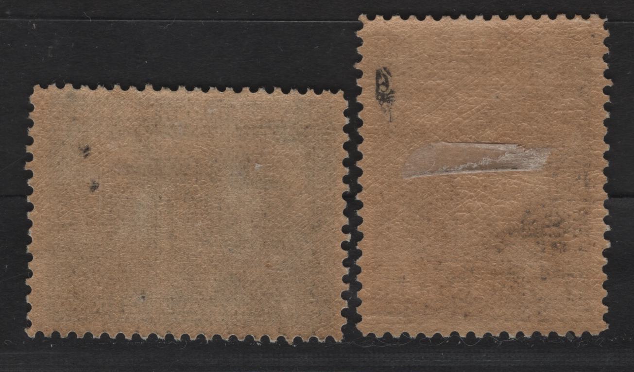 Lot 162 Newfoundland #157, 159 20c, 30c Black & Olive Brown Colonial Building & Grand Falls, 1928 Publicity Issue , 2 Fine & VFOG Singles Papers WM-G & WM-N, Line Perf. 14.2 x 13.9 & 13.9 x 14.1
