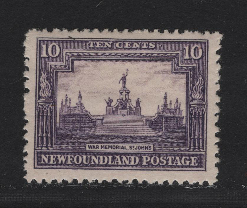 Lot 167 Newfoundland #169 10c Dark Violet War Memorial, 1929-1931 Re-Engraved Publicity Issue, A VFOG Single