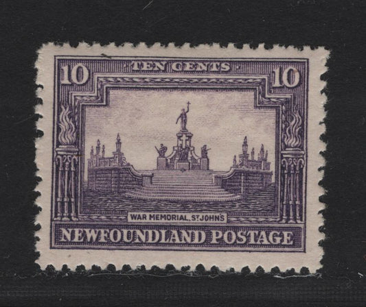 Lot 167 Newfoundland #169 10c Dark Violet War Memorial, 1929-1931 Re-Engraved Publicity Issue, A VFOG Single