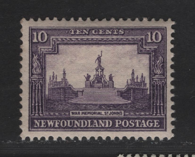 Lot 173 Newfoundland #179 10c Dark Violet War Memorial, 1931 Watermarked, Re-Engraved Publicity Issue, A VFNH Single