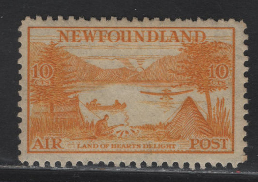 Lot 183 Newfoundland #C14 10c Yellow Land Of Heart's Delight, 1933 Labrador Airmail Issue, A VFOG Single