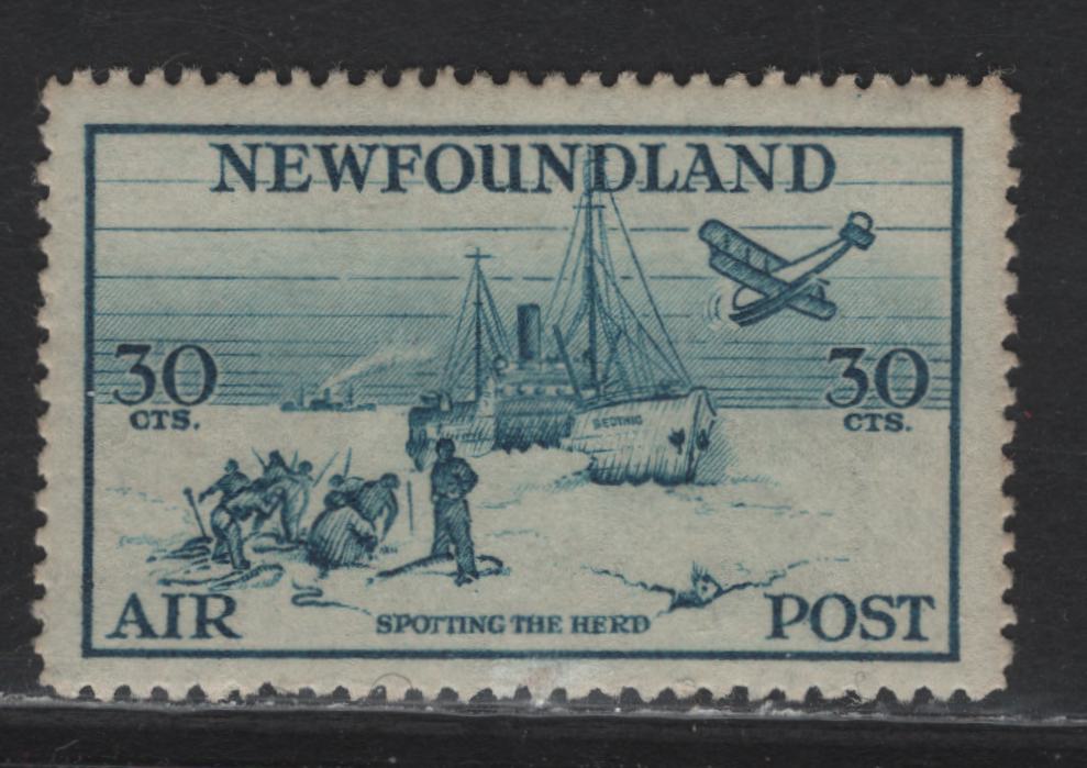 Lot 184 Newfoundland #C15 30c Greenish Blue Spotting the Herd, 1933 Labrador Airmail Issue, A VFOG Single Line Perf. 14.3