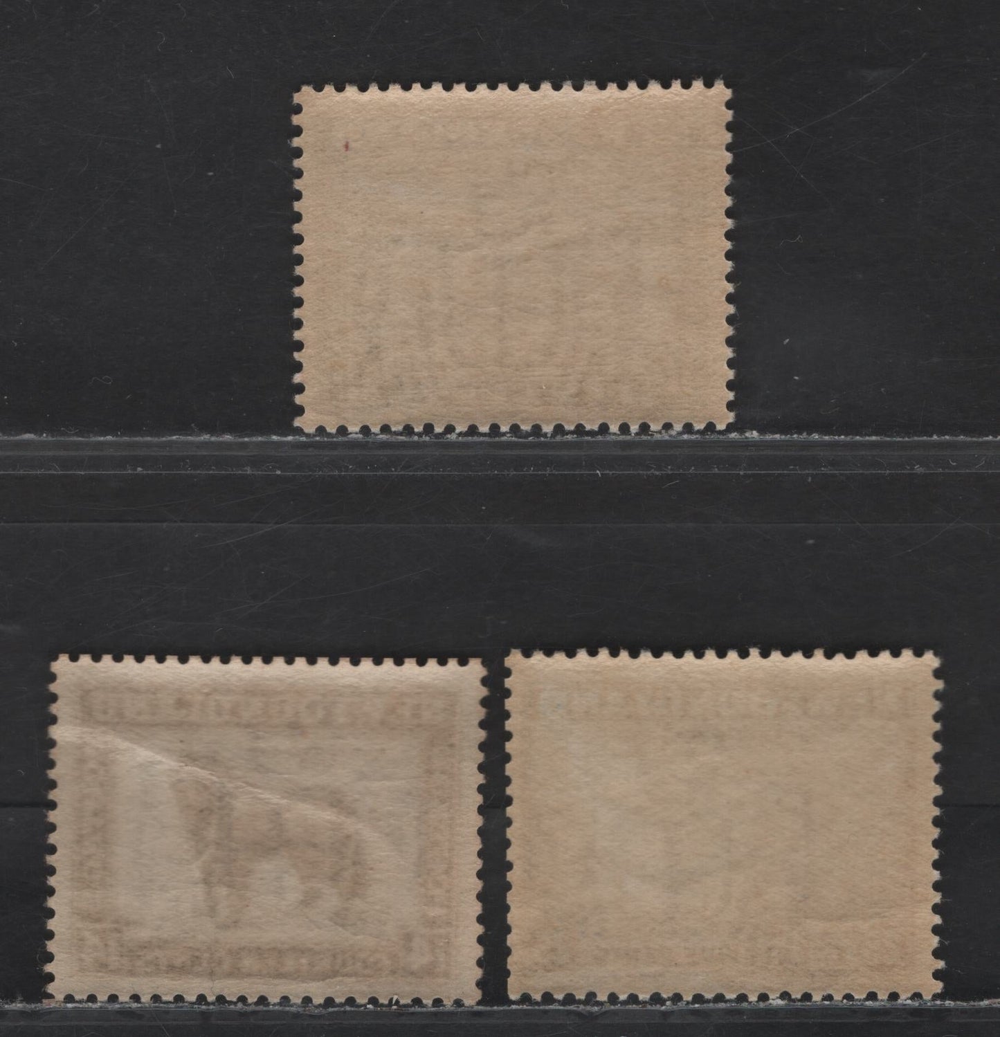 Lot 190 Newfoundland #193-193, 197 10c-25c Olive Black - Grey Salmon Leaping Falls - Sealing Fleet, 1932-1937 Perkins Bacon Resources Issue, 3 Fine & VFNH Singles 14c Has An Internal Gum Crease