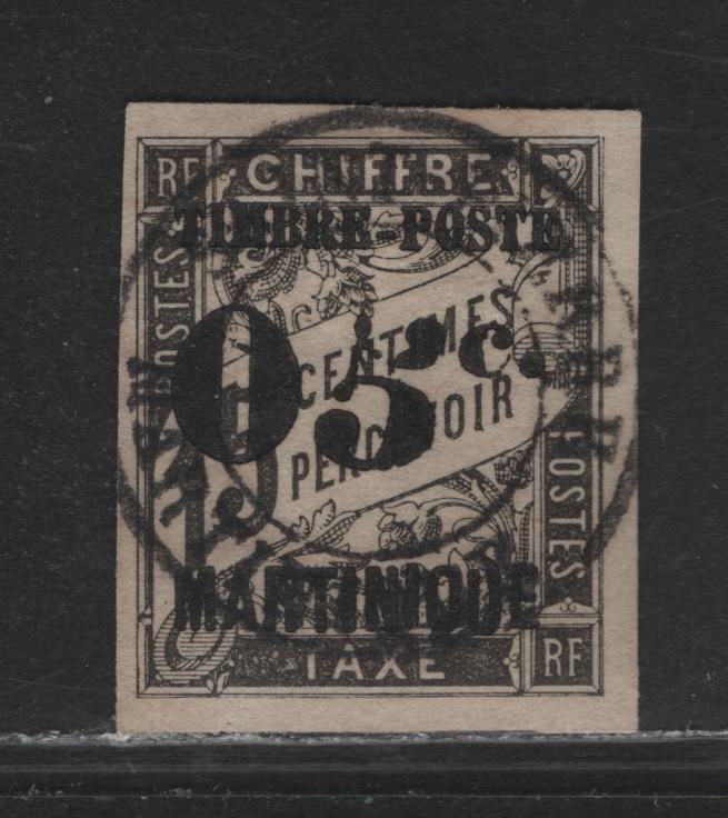 Lot 247 Martinique SC#23b 5c on 15c Black Numeral On Text Background, 1891-1892 Imperf Surcharge Issue, A VF Used Single With SON CDS Cancel, Showing Slanting 5 Variety