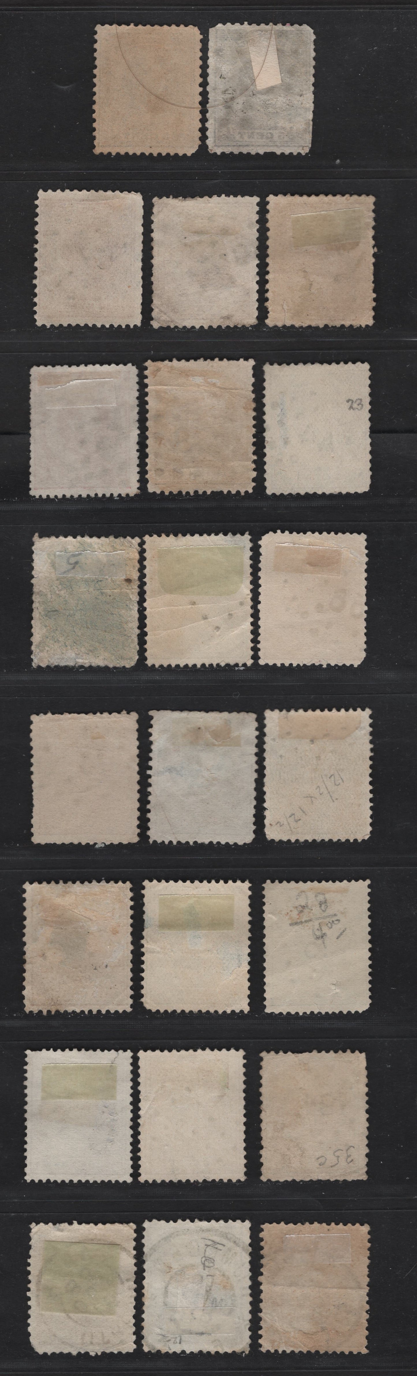 Lot 262 Netherlands SC#23a/31, 35-36 5c-2c Ultramarine - Olive Yellow King William III & Numeral, 1872-1888 King William III Keyplates & 1876-1894 Numerals, 23 VG Used Singles With SON Dotted Numeral & CDS Town Cancels