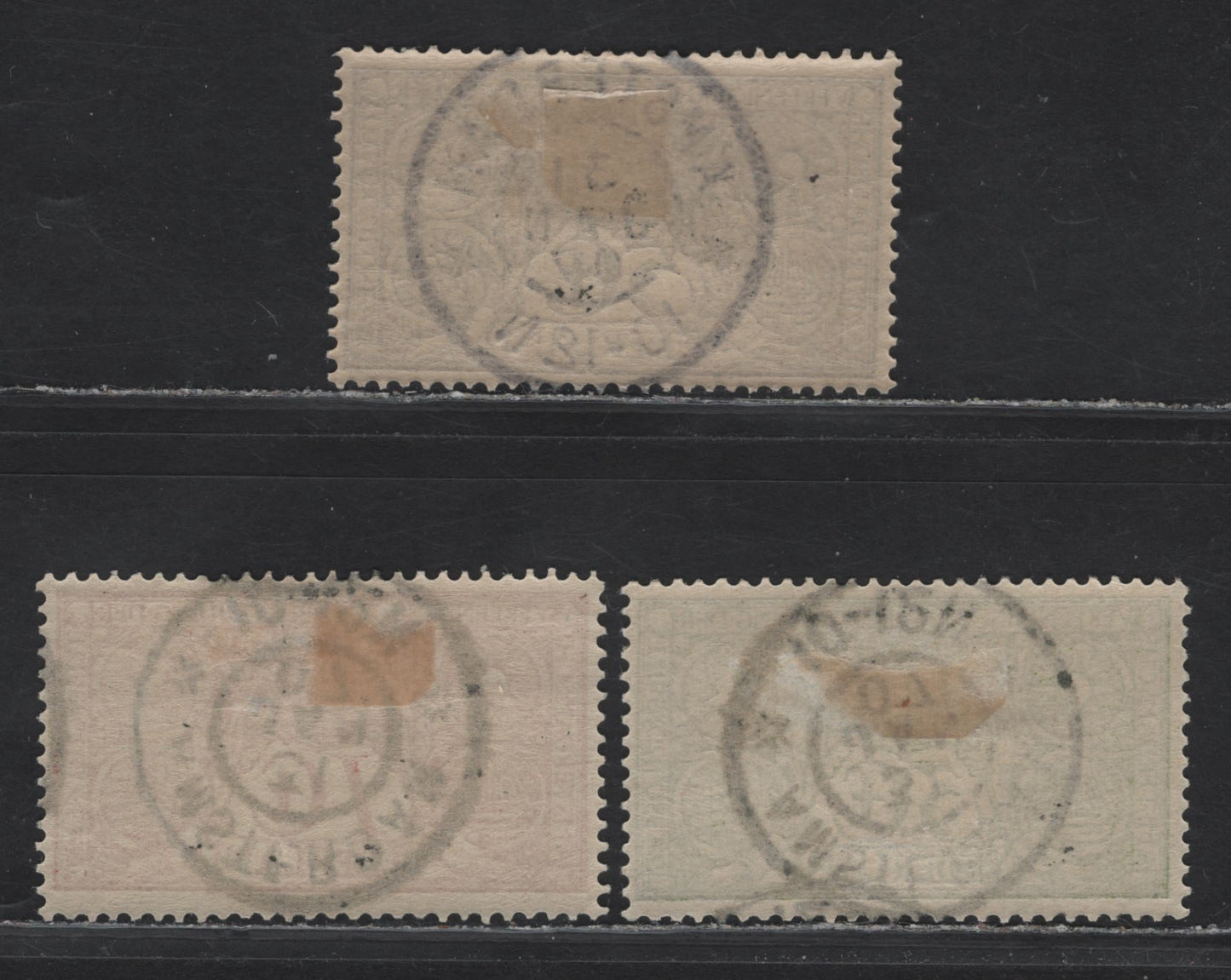 Lot 275 Netherlands SC#B1-B3 1c+1c - 5c+5c Rose Red - Grey Allegory of Fighting Tuberculosis, 1906 Semi-Postal Issue, 3 Fine & VF Used Singles CTO Set With January 31, 1907 Amsterdam CDS Cancels