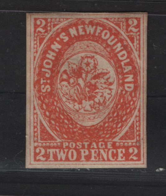 Lot 30 Newfoundland #11f 2d Orange, 1860 Pence Issue, A FOG Single Photolithographic Forgery, Attributed To Sperati