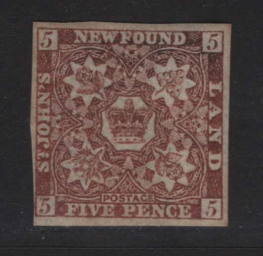 Lot 36 Newfoundland #19a 5d Orange Brown, 1861-1862 Pence Issue, A FOG Single On Crisp Translucent Wove Paper