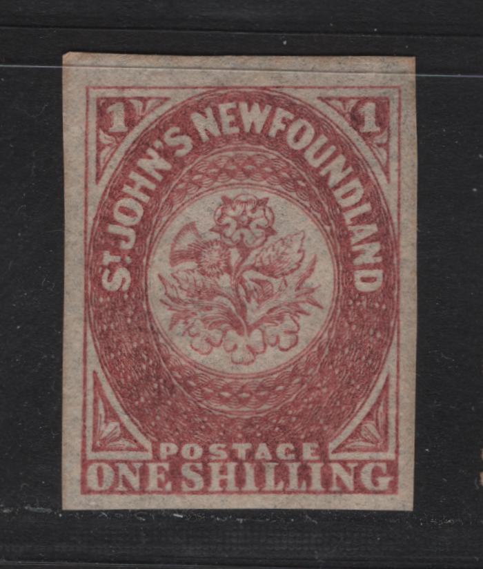 Lot 40 Newfoundland #23 1/- Rose, 1861-1862 Pence Issue, A VFOG Single On Crisp Translucent Wove Paper