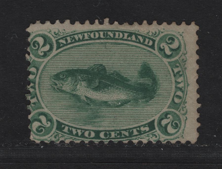 Lot 42 Newfoundland #24a 2c Green, 1865-1894 First Cents Issue, A VG UN Single On Cents-V Paper, Perf 12