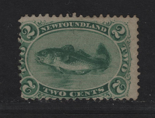 Lot 42 Newfoundland #24a 2c Green, 1865-1894 First Cents Issue, A VG UN Single On Cents-V Paper, Perf 12