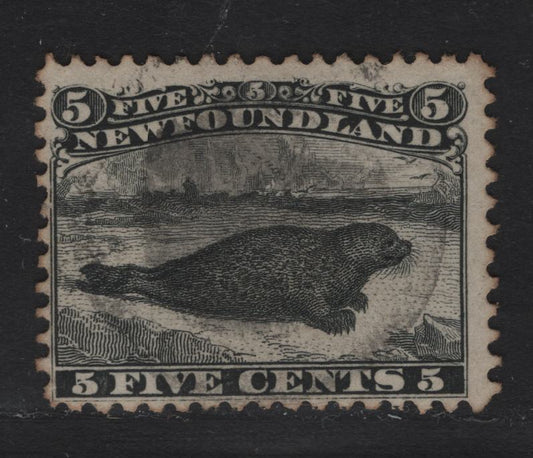 Lot 45 Newfoundland #26 5c Black, 1865-1894 First Cents Issue, A Fine Used Single On Cents-U Paper, Perf 12