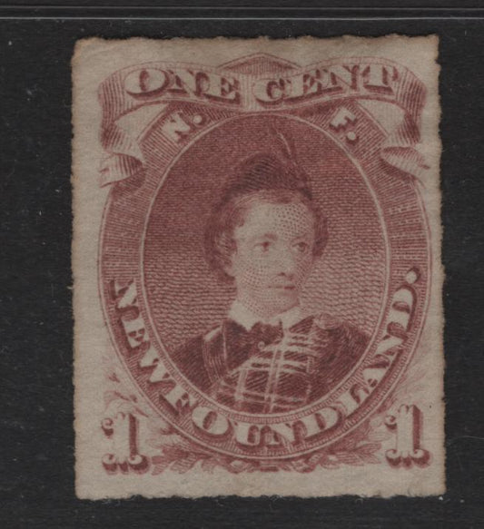 Lot 65 Newfoundland #37 1c Brown Lilac, 1876-1879 Rouletted Cents Issue, A FUN Single On Paper Cents-II