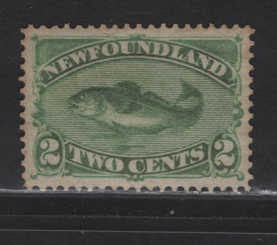 Lot 76 Newfoundland #46i 2c Deep Yellow Green, 1880-1896 Third Cents Issue, A VFOG Single On Paper Cents-MM, Perf 12x12.1