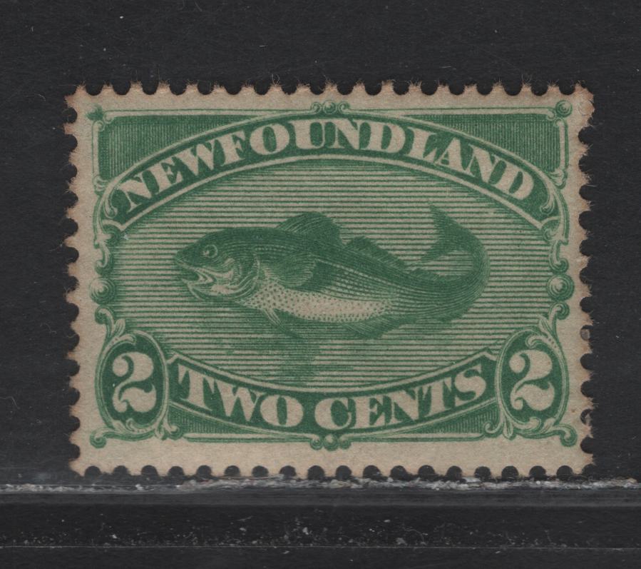 Lot 77 Newfoundland #47 2c Green, 1880-1896 Third Cents Issue, A VFOG Single On Paper Cents-XX, Perf 12, Large Part OG