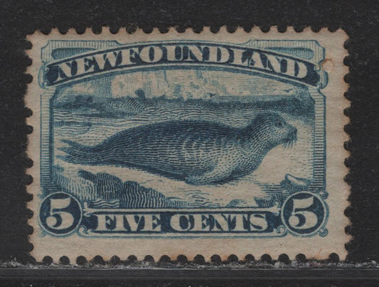 Lot 85 Newfoundland #55 5c Bright Blue, 1880-1896 Third Cents Issue, A FOG Single On Paper Cents-LL, Perf 12x12.2