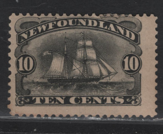 Lot 91 Newfoundland #59 10c Black, 1887-1897 Queen Victoria Definitive Issue, A FOG Single On Paper Cents-NN, Perf 12.25x12.2
