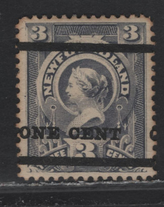 Lot 92 Newfoundland #75 10c On 3c Grey Lilac, 1897 Surcharges Issue, A VFOG Single On Paper Cents-MM, Perf 12, Type A Surcharge