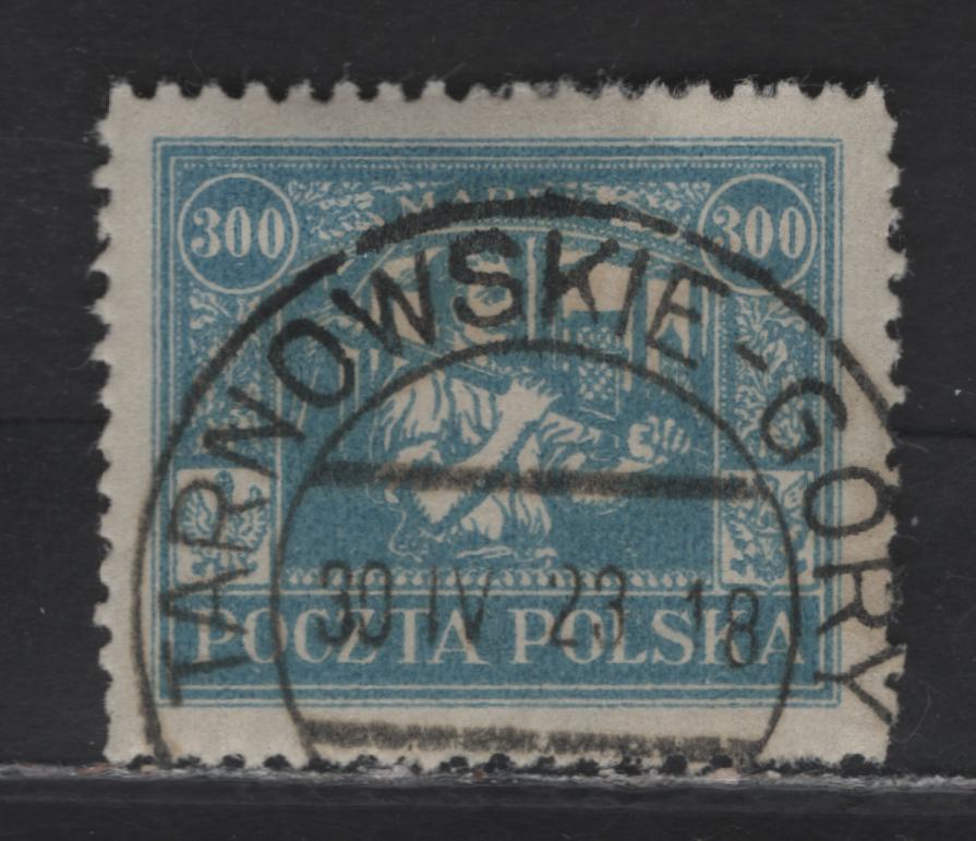 Lot 108 Poland SC#190 300m Pale Blue Union Of Upper Silesia With Poland, 1922-1923 Union Of Upper Silesia With Poland Issue, A Very Fine Used Single, April 30 1923 Tarnaiskie-Gary CDS Cancels