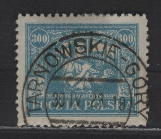 Lot 108 Poland SC#190 300m Pale Blue Union Of Upper Silesia With Poland, 1922-1923 Union Of Upper Silesia With Poland Issue, A Very Fine Used Single, April 30 1923 Tarnaiskie-Gary CDS Cancels