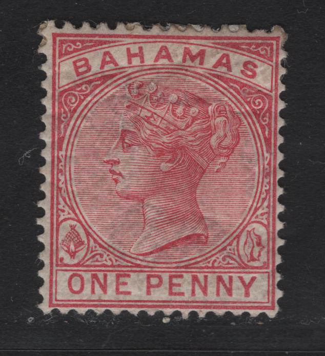 Lot 16 Bahamas SG#47 1d Pale Rose Queen Victoria, 1884-1890 Queen Victoria Issue, A FOG Single, De La Rue Printing, Some Gum Creasing Which Affects Face