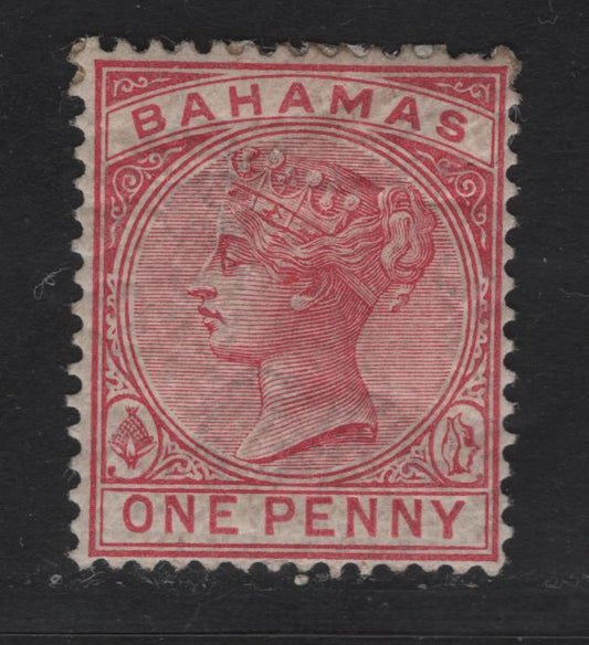 Lot 16 Bahamas SG#47 1d Pale Rose Queen Victoria, 1884-1890 Queen Victoria Issue, A FOG Single, De La Rue Printing, Some Gum Creasing Which Affects Face