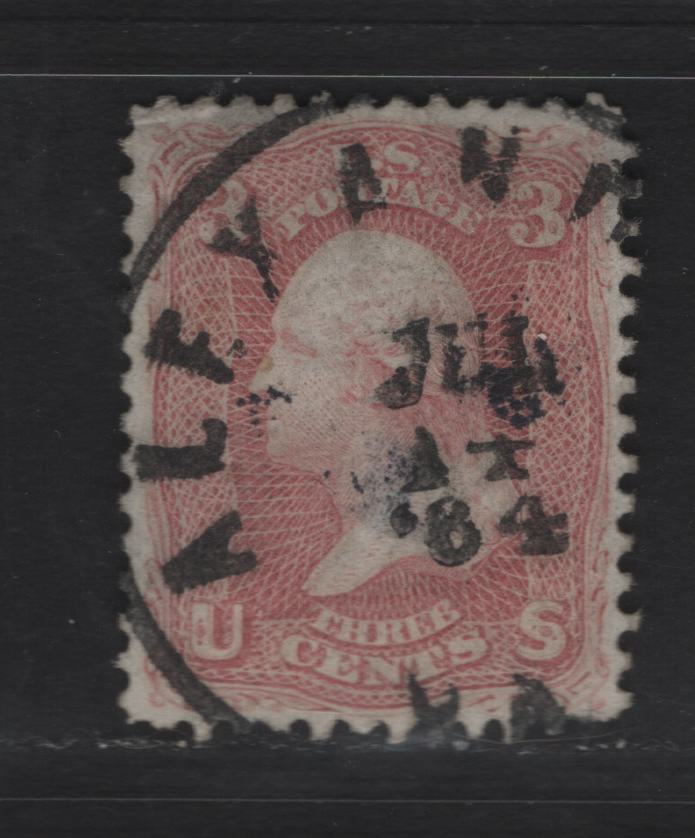 Lot 204 United States SC#64 3c Pink Washington, 1861-1862 Civil War Issue, A Very Fine Used Single, Nicely Centered Example Of This Elusive Shade, SON July 1864 Alexandria VA CDS